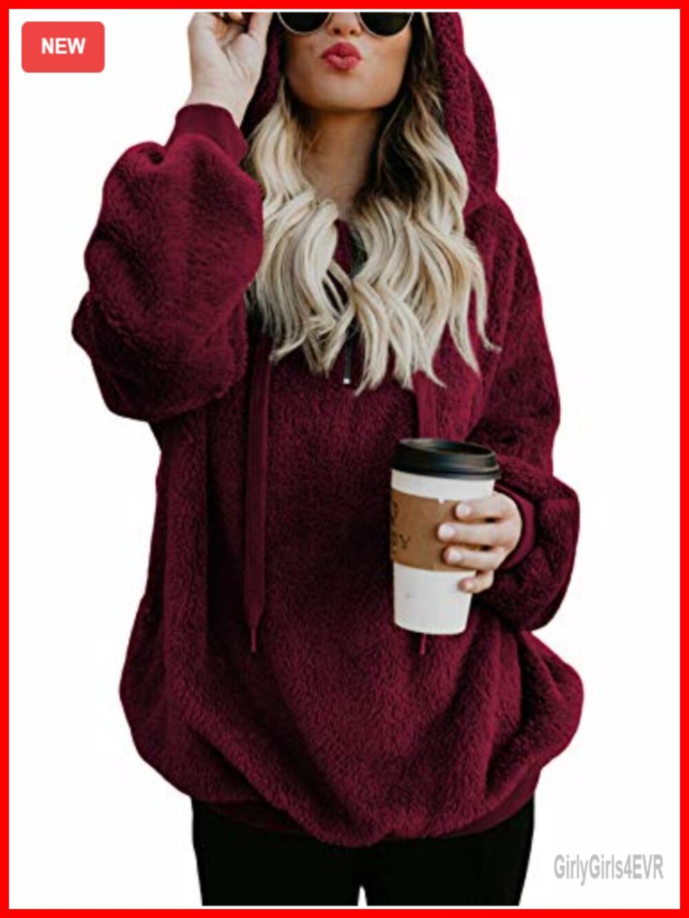 Oversized Sherpa Hoodie Women Pullover with Pockets 1/4 Zip Athletic Sweatshirt